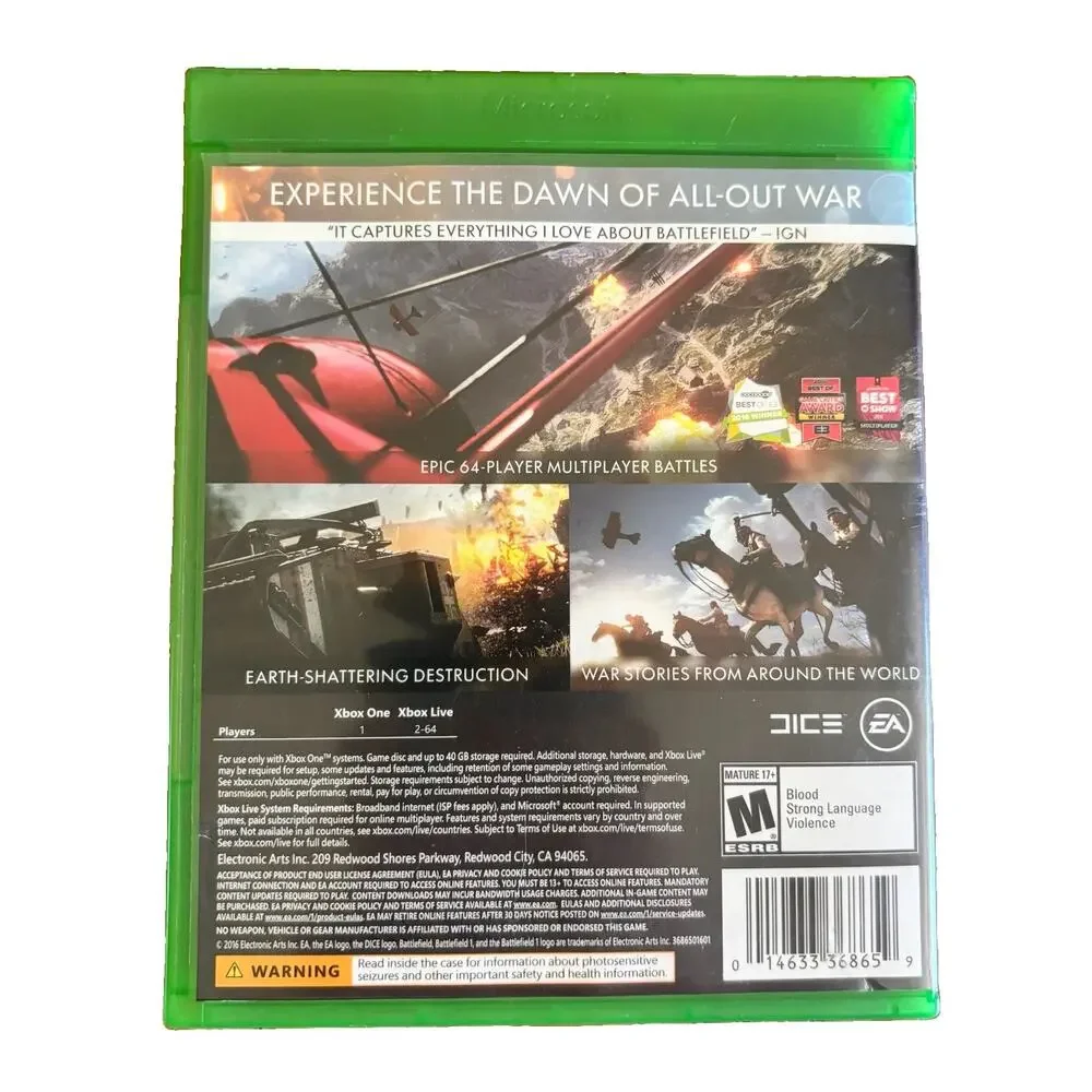 BATTLEFIELD 1 Microsoft Xbox One Complete Tested & Working Video Game